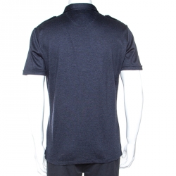 مملوكة مسبقًا تي شيرت بولو بربري تفاصيل كتاف صوف أزرق داكن L