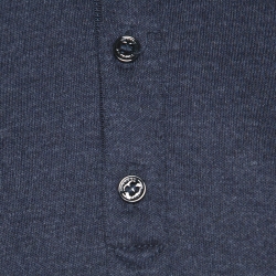 مملوكة مسبقًا تي شيرت بولو بربري تفاصيل كتاف صوف أزرق داكن L