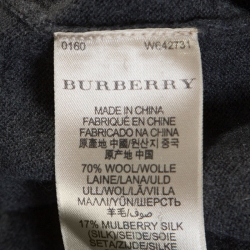Pre Owned Burberry Grey Checked Cashmere Silk Blend Cardigan S
