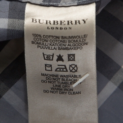 مملوكة مسبقًا قميص بربري أزرار أمامية أكمام طويلة قطن كاروهات نوفا رمادي S