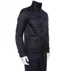 Pre Owned  Burberry Black Quilted Zip Front Jacket S