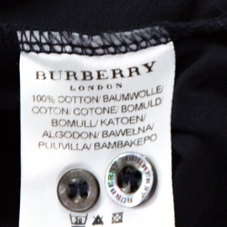 Burberry Navy Blue Knit Pintucked Half Placket Slim Fit Shirt M