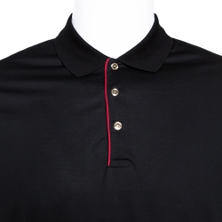 Pre Owned تي شيرت بولو بربري مكسم حافظة مغايرة قطن سترتش أسود XL