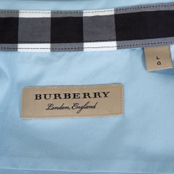 Pre Owned Burberry Sky Blue Cotton Button Front Shirt L
