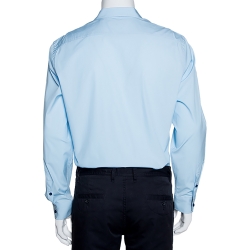 Pre Owned Burberry Sky Blue Cotton Button Front Shirt L