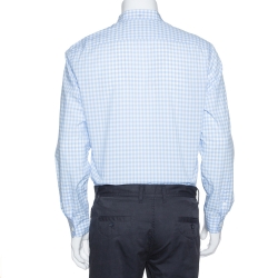 Pre Owned Burberry Light Blue & White Gingham Check Cotton Long Sleeve Shirt L