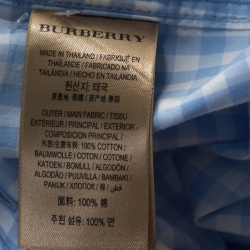 Pre Owned Burberry Light Blue & White Gingham Check Cotton Long Sleeve Shirt L