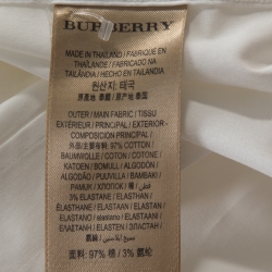 Burberry White Stretch Cotton Check Cuff Detail Long Sleeve Shirt L