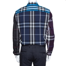 Pre Owned Burberry Colorblock Cotton Exploded Check Button Front Shirt L