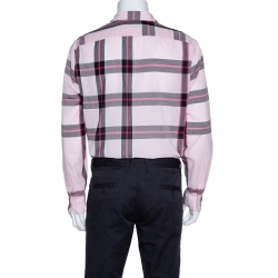 مملوكة مسبقًا Burberry Pink Cotton Exploded Check Button Front Shirt XL
