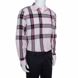 مملوكة مسبقًا Burberry Pink Cotton Exploded Check Button Front Shirt XL