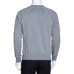 Pre Owned Burberry Grey Knit Logo Embroidered Crew Neck Jumper S