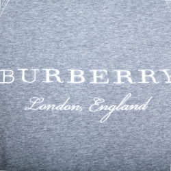 Pre Owned Burberry Grey Knit Logo Embroidered Crew Neck Jumper S