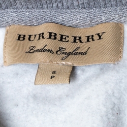 Pre Owned Burberry Grey Knit Logo Embroidered Crew Neck Jumper S