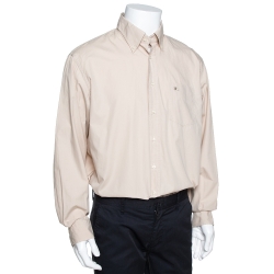 Pre Owned Burberry Beige Cotton Button Down Long Sleeve Shirt XL