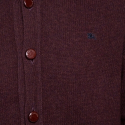 Burberry Burgundy Wool Button Front Cardigan L