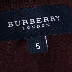 Burberry Burgundy Wool Button Front Cardigan L