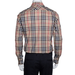 Pre Owned Burberry Beige Nova Check Cotton Long Sleeve Shirt M