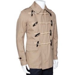 Burberry Beige Cotton Double Breasted Toggle Duffle Coat S