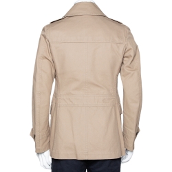 Burberry Beige Cotton Double Breasted Toggle Duffle Coat S
