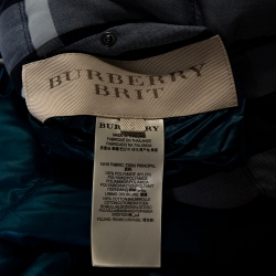 Pre Owned Burberry Brit Teal Down Quilted Hooded Reversible Jacket S
