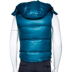 Pre Owned Burberry Brit Teal Down Quilted Hooded Reversible Jacket S