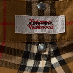 Pre Owned Burberry x Vivienne Westwood Beige Nova Check Zip Detail Trousers 3XL