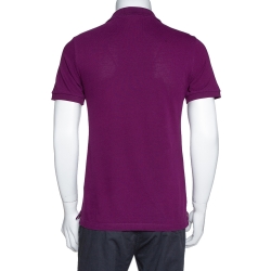 Burberry Brit Purple Cotton Pique Logo Embroidered Polo T Shirt S 