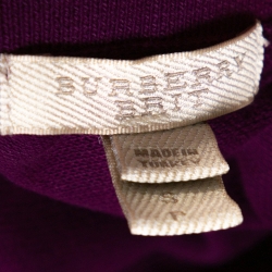 Burberry Brit Purple Cotton Pique Logo Embroidered Polo T Shirt S 