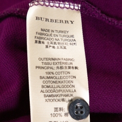 Burberry Brit Purple Cotton Pique Logo Embroidered Polo T Shirt S 