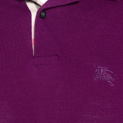 Burberry Brit Purple Cotton Pique Logo Embroidered Polo T Shirt S 