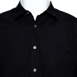 Pre Owned Burberry Black Stretch Cotton Poplin Long Sleeve Shirt L