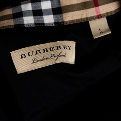 Pre Owned Burberry Black Stretch Cotton Poplin Long Sleeve Shirt L
