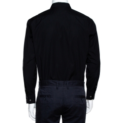 Pre Owned Burberry Black Stretch Cotton Poplin Long Sleeve Shirt L