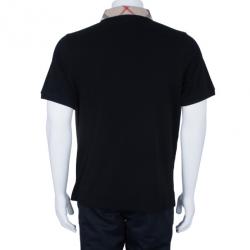 مملوكة مسبقًا Burberry Men’s Black Novacheck Collar Polo Shirt XL