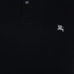 مملوكة مسبقًا Burberry Men’s Black Novacheck Collar Polo Shirt XL