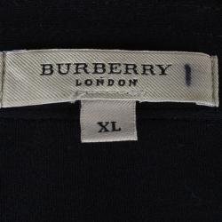 مملوكة مسبقًا Burberry Men’s Black Novacheck Collar Polo Shirt XL