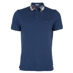 مملوكة مسبقًا Burberry Men’s Blue Novacheck Collar Polo Shirt XL
