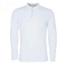 مملوكة مسبقًا Burberry Men's White Long Sleeve Cotton Polo Shirt L