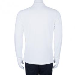 مملوكة مسبقًا Burberry Men's White Long Sleeve Cotton Polo Shirt L