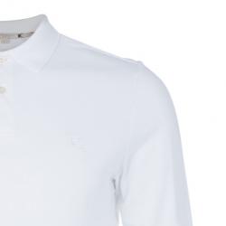 مملوكة مسبقًا Burberry Men's White Long Sleeve Cotton Polo Shirt L
