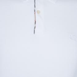 مملوكة مسبقًا Burberry Men's White Long Sleeve Cotton Polo Shirt L