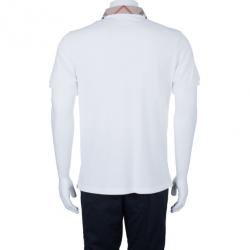 مملوكة مسبقًا Burberry Men's White Novacheck Collar Polo Shirt L
