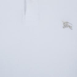 مملوكة مسبقًا Burberry Men's White Novacheck Collar Polo Shirt L