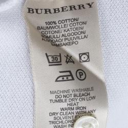 مملوكة مسبقًا Burberry Men's White Novacheck Collar Polo Shirt L