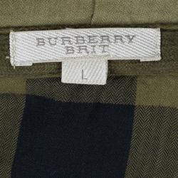 Pre Owned Burberry Men's Green Zip Front Hoodie Jacket L