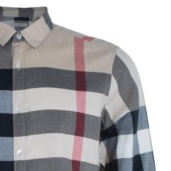 مملوكة مسبقًا قميص بربري نوفاتشيك رجالي بأزرار L