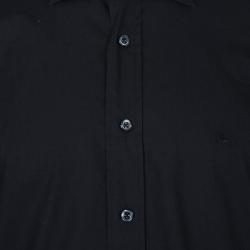 Pre Owned قميص بربري أسود رسمي ضيق للرجال L