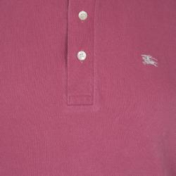 Pre Owned تي شيرت بربري لندن سليم فت بولو وردي L