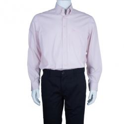 مملوكة مسبقًا قميص بربري بريت وردي فاتح كلاسيكي قطن سترتش للرجال XL